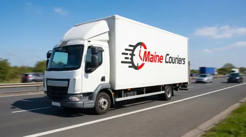 Maine Couriers box lorry moving bulk textiles stock