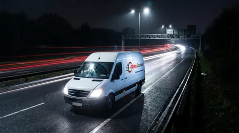 Maine Couriers van on an overnight run for a TV production